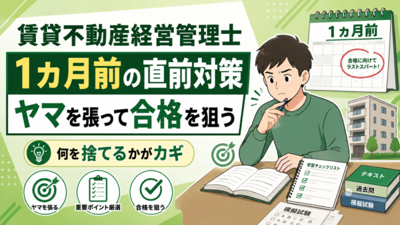 賃貸不動産経営管理士【1カ月前】ヤマを張る直前対策で合格を狙う方法を解説！ 