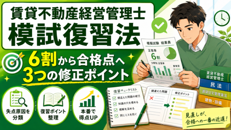 賃貸不動産経営管理士の模試復習法｜6割から合格点に近づく3つの修正ポイント 