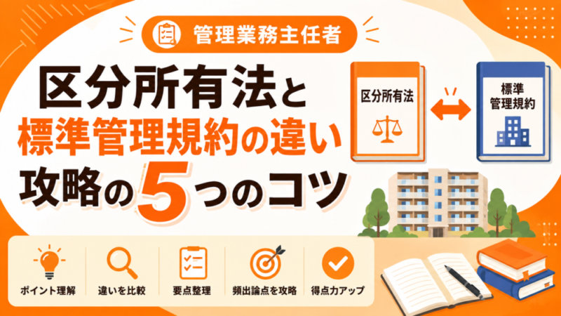 【管理業務主任者】区分所有法と標準管理規約の違いを攻略するための5つのコツ 