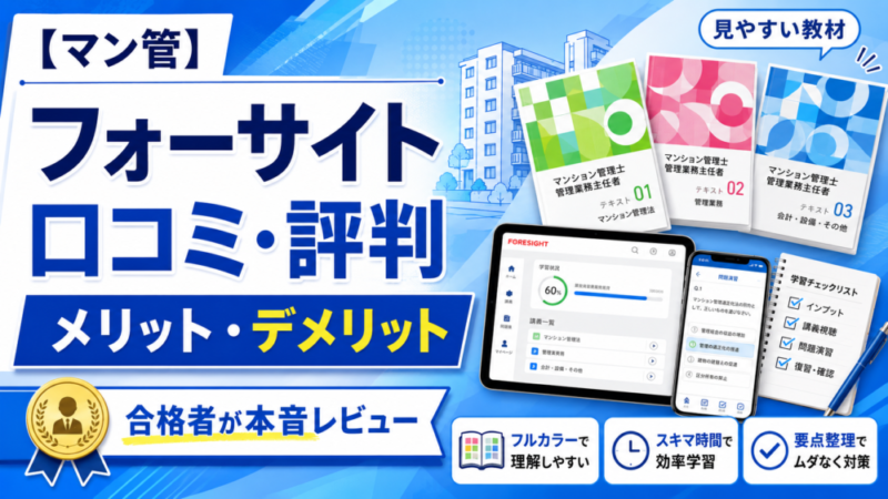【マン管】フォーサイト マンション管理士講座の口コミ・評判は？メリット・デメリットを合格者が本音レビュー 