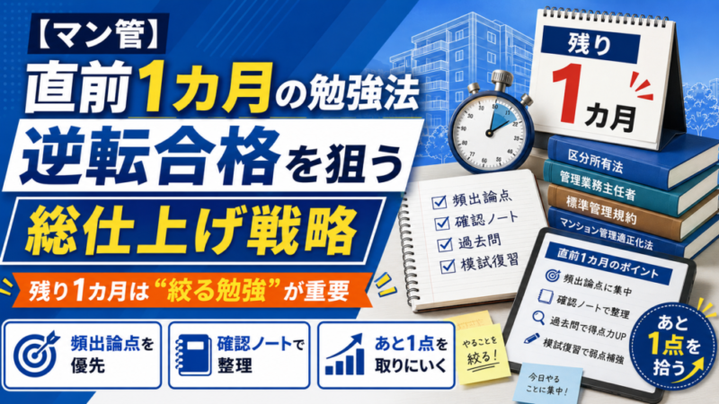 マンション管理士試験【直前1カ月】の勉強法！逆転合格を狙う総仕上げ戦略 