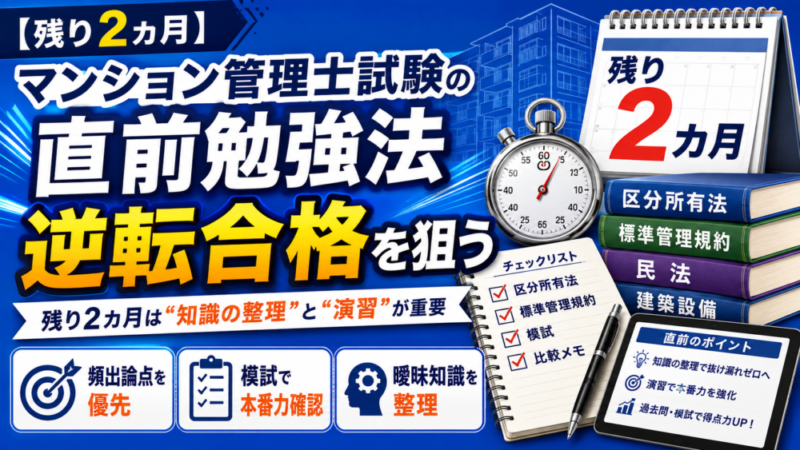 【残り2カ月】マンション管理士試験の直前勉強法｜逆転合格を狙う総仕上げ対策 