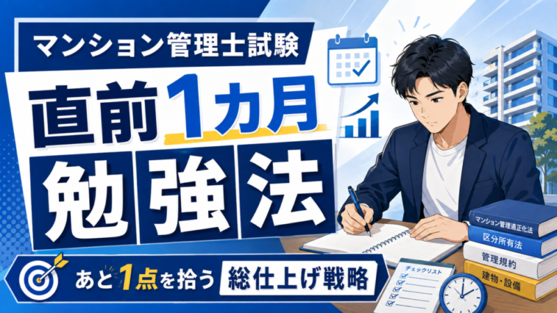 マンション管理士試験【直前1カ月】の勉強法｜あと1点を拾う総仕上げ戦略 