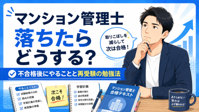 マンション管理士試験に落ちたらどうする？不合格後にやることと再受験の勉強法