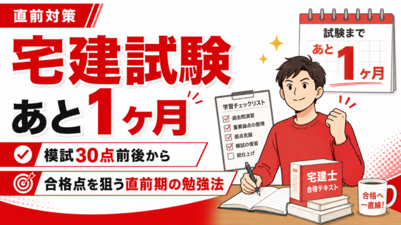 宅建試験まであと1ヶ月で間に合う？模試30点前後から合格点を狙う直前期の勉強法