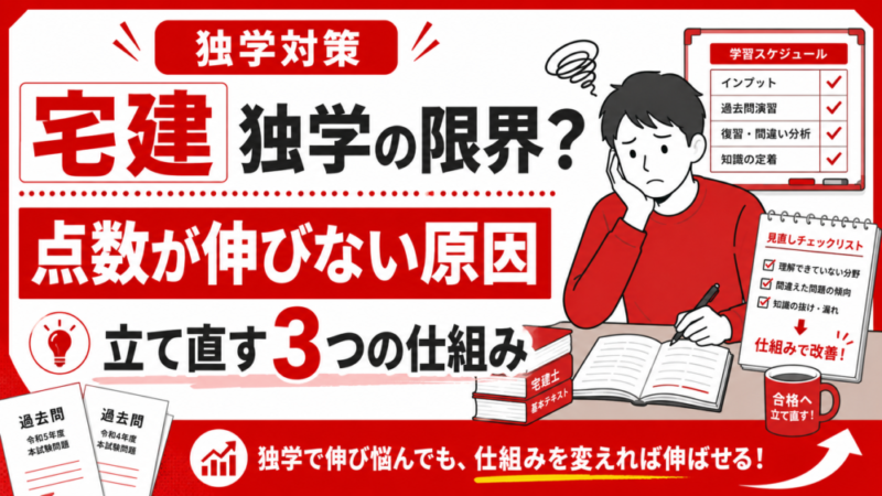宅建の独学に限界を感じたら｜点数が伸びない原因と立て直す3つの仕組み 