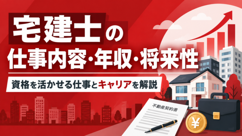 宅建士の仕事内容・年収・将来性｜資格を活かせる仕事とキャリアを解説 
