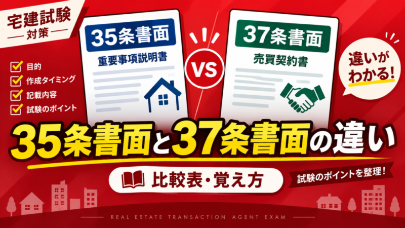 【宅建】35条書面と37条書面の違い｜比較表・覚え方・ひっかけポイント