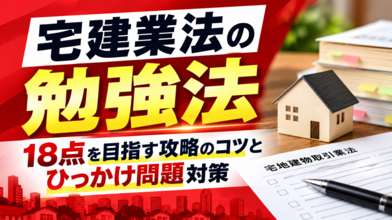 宅建業法の勉強法｜18点を目指す攻略のコツとひっかけ問題対策 